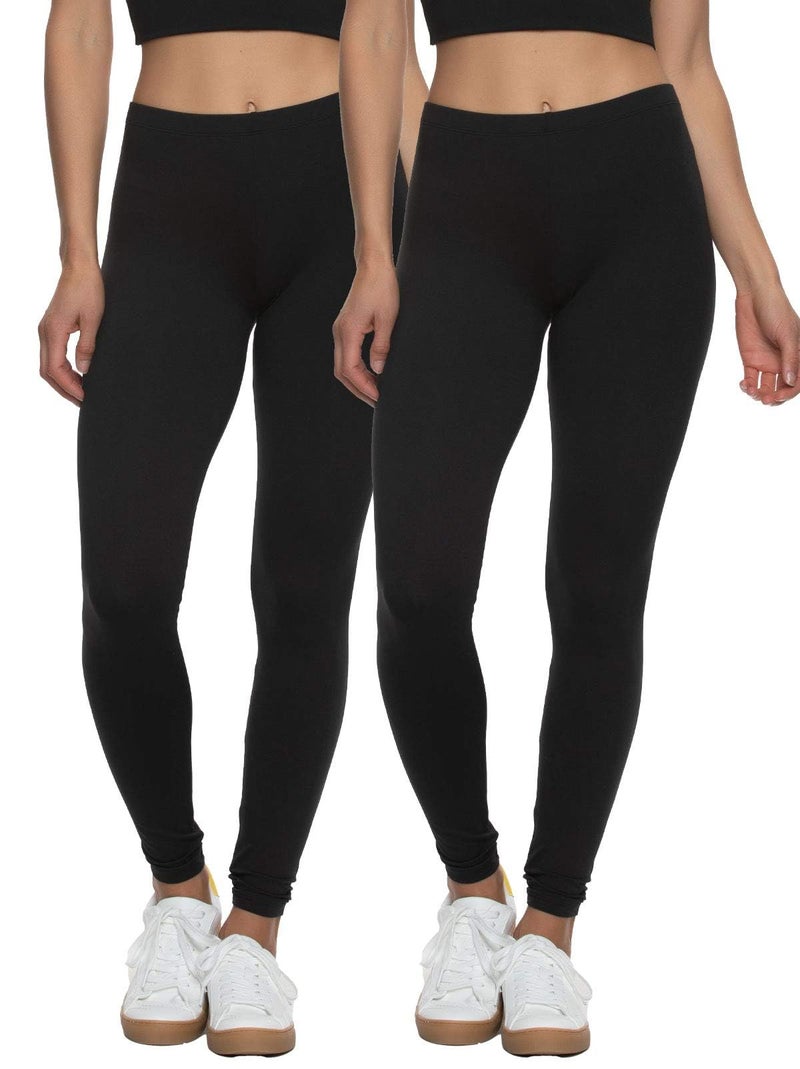 Felina Velvety Super Soft Lightweight Leggings 2-Pack - for Women - Yoga Pants, Workout Clothes Black - Image 1